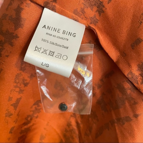 ANINE BING Penelope Printed Silk-satin Wrap Mini Dress In Brick Large - Picture 6 of 15